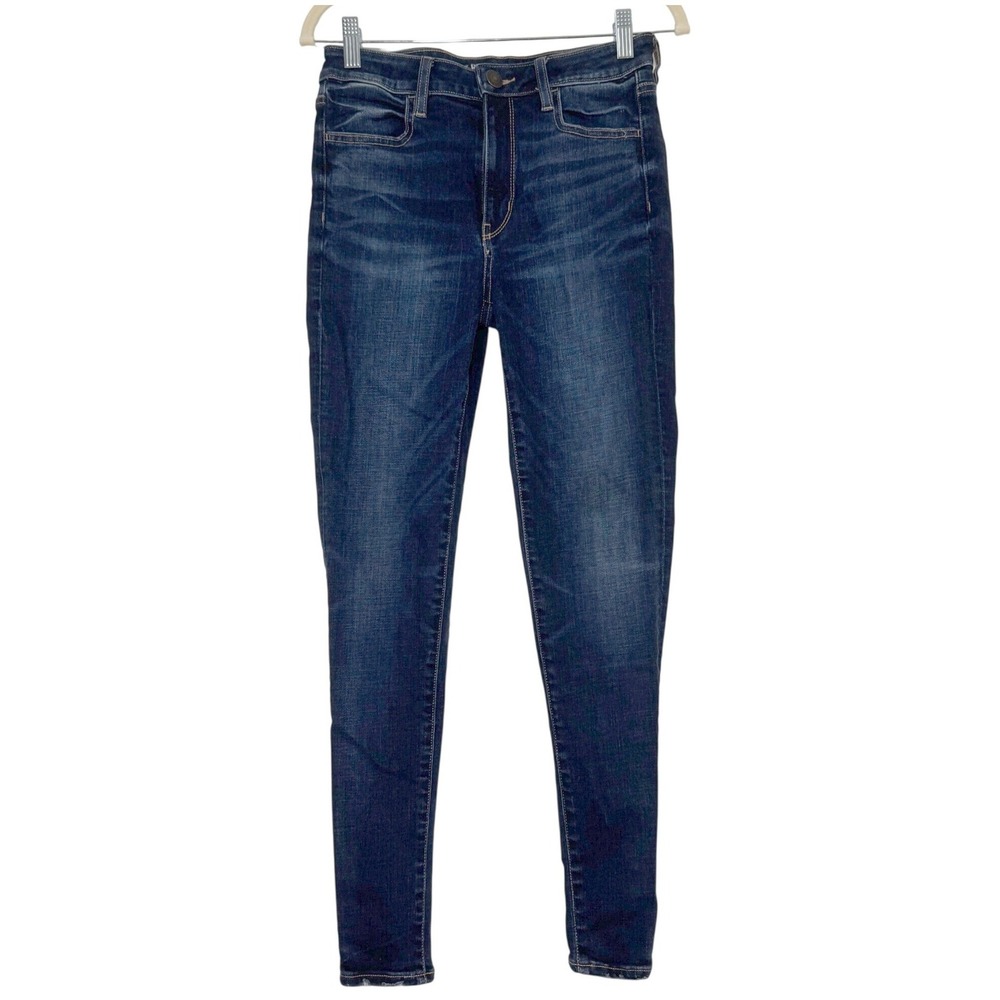 American Eagle Women Dark Wash Hi-Rise Jegging Super Stretch Blue Jeans Size 6 R